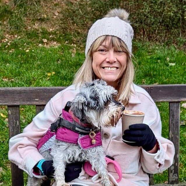 Uzzie of LR Podiatry, Sheffield with her dog