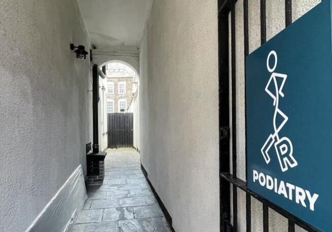 The entry way to LR Podiatry Clinic in the Cathedral Quarter of Sheffield