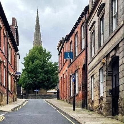 The road outside LR Podiatry Clinic in the Cathedral Quarter of Sheffield